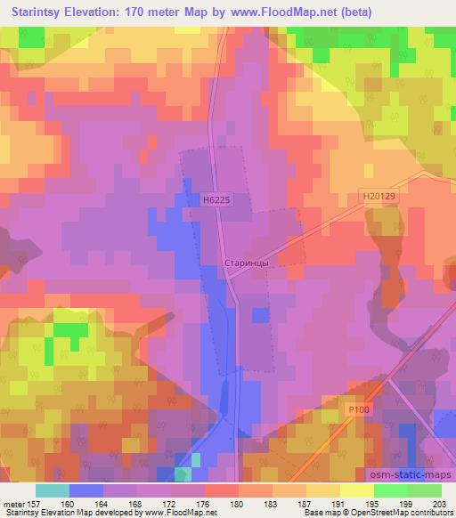 Starintsy,Belarus Elevation Map