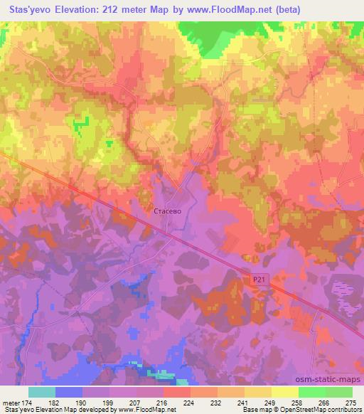Stas'yevo,Belarus Elevation Map