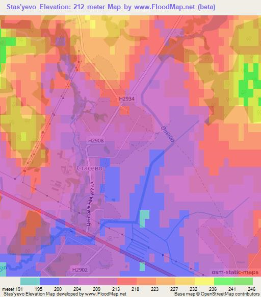 Stas'yevo,Belarus Elevation Map