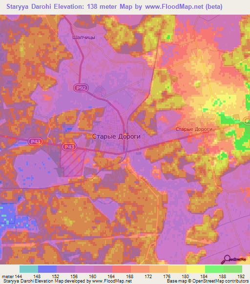 Staryya Darohi,Belarus Elevation Map