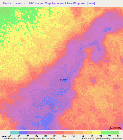 Dadle,Somalia Elevation Map