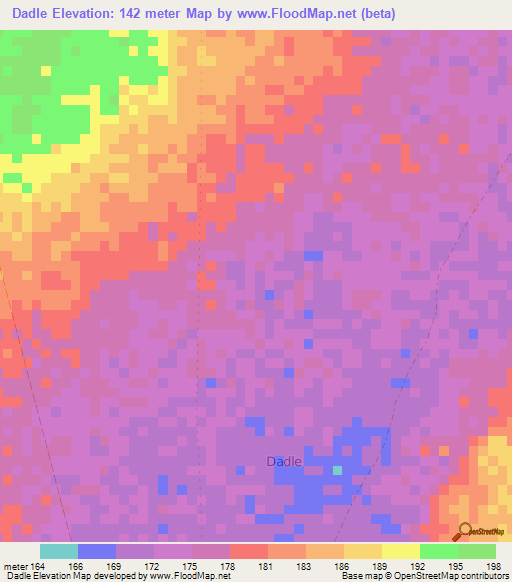 Dadle,Somalia Elevation Map