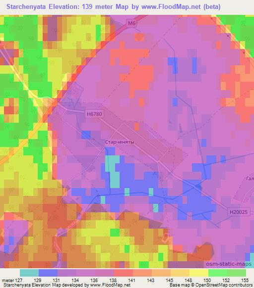 Starchenyata,Belarus Elevation Map