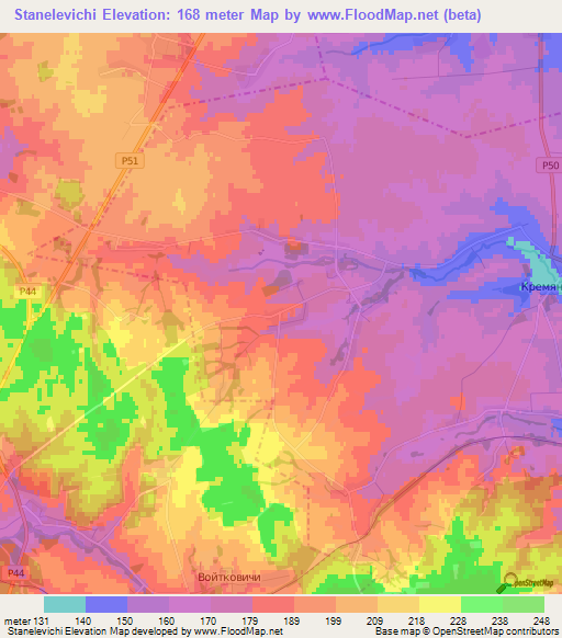 Stanelevichi,Belarus Elevation Map