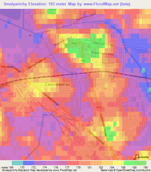Smalyavichy,Belarus Elevation Map