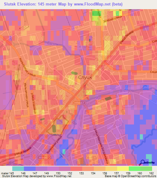 Slutsk,Belarus Elevation Map