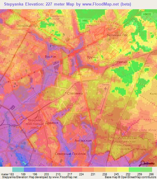 Stepyanka,Belarus Elevation Map