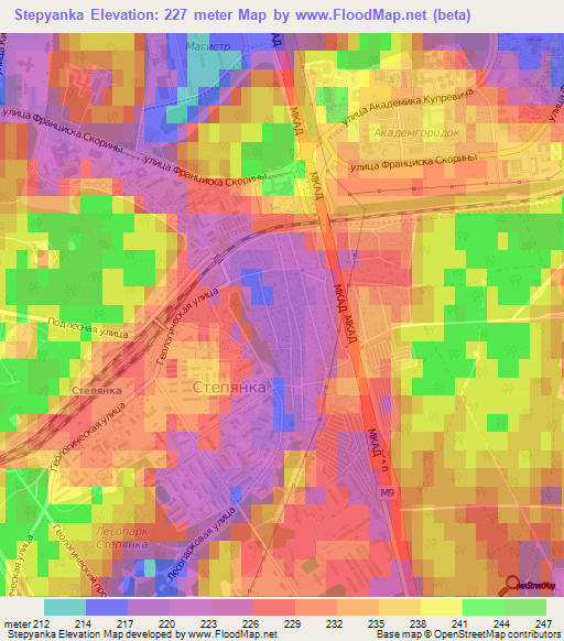 Stepyanka,Belarus Elevation Map