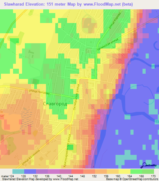Slawharad,Belarus Elevation Map