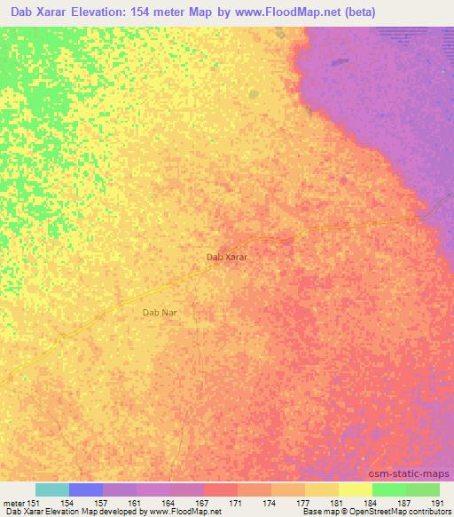 Dab Xarar,Somalia Elevation Map