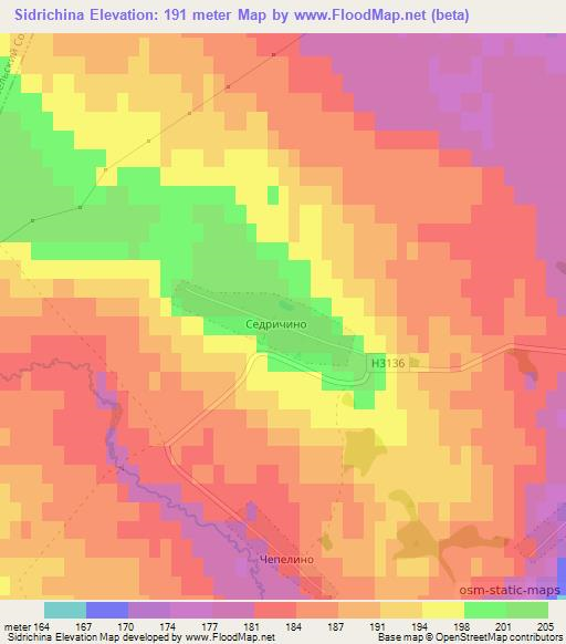 Sidrichina,Belarus Elevation Map