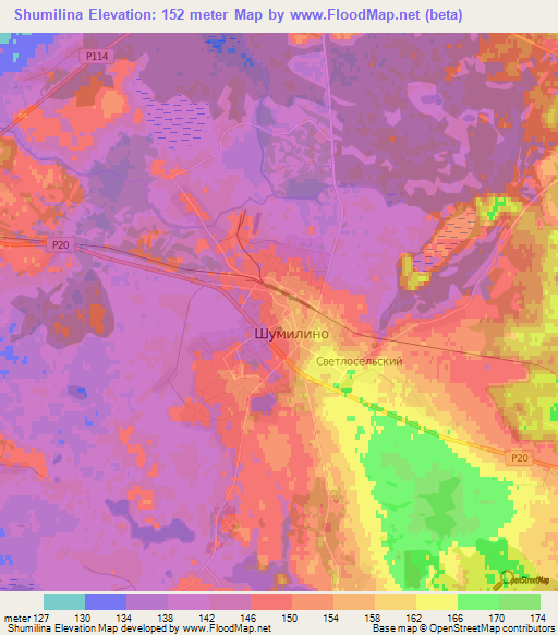 Shumilina,Belarus Elevation Map
