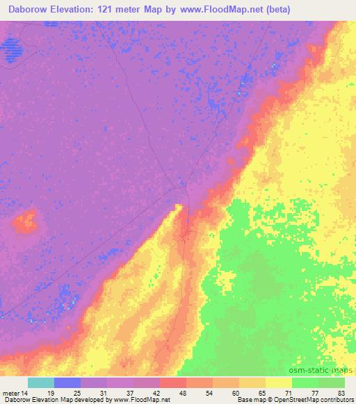 Daborow,Somalia Elevation Map