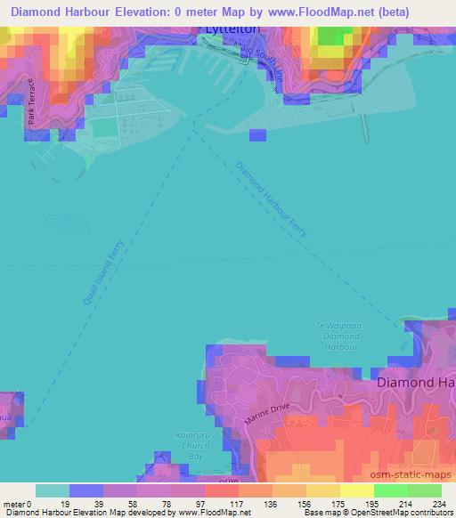 Diamond Harbour,New Zealand Elevation Map