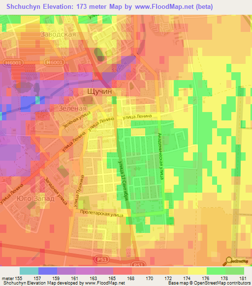 Shchuchyn,Belarus Elevation Map