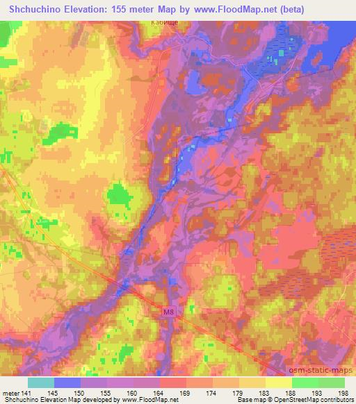 Shchuchino,Belarus Elevation Map
