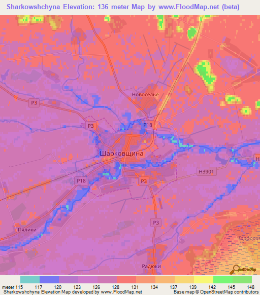 Sharkowshchyna,Belarus Elevation Map