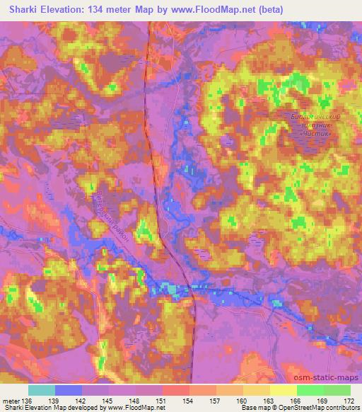 Sharki,Belarus Elevation Map