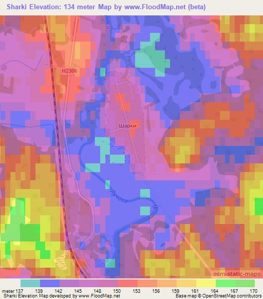 Sharki,Belarus Elevation Map