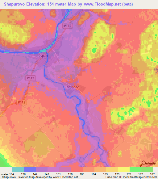 Shapurovo,Belarus Elevation Map