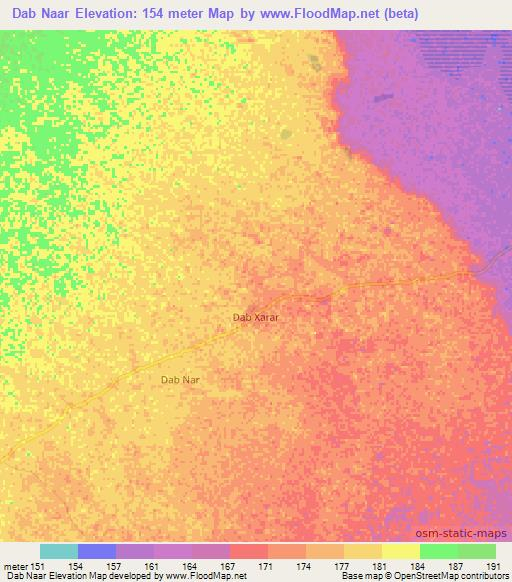 Dab Naar,Somalia Elevation Map