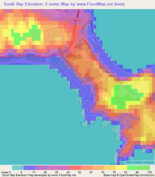South Bay,New Zealand Elevation Map