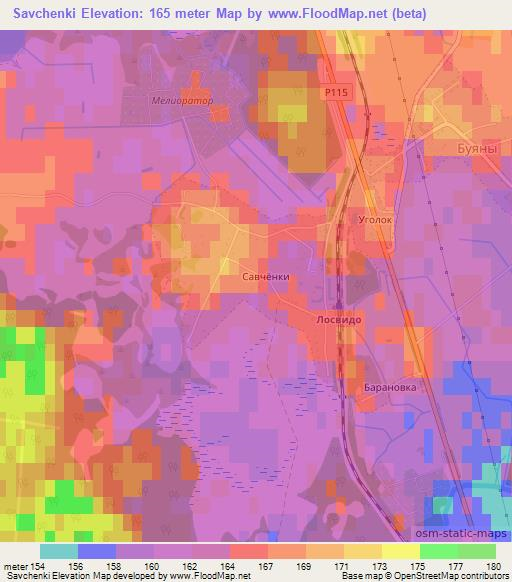 Savchenki,Belarus Elevation Map