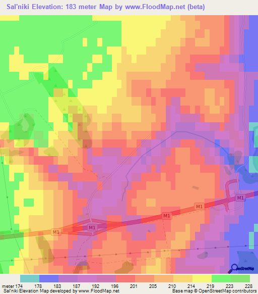 Sal'niki,Belarus Elevation Map