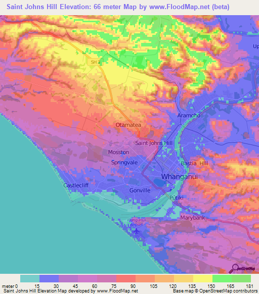 Saint Johns Hill,New Zealand Elevation Map