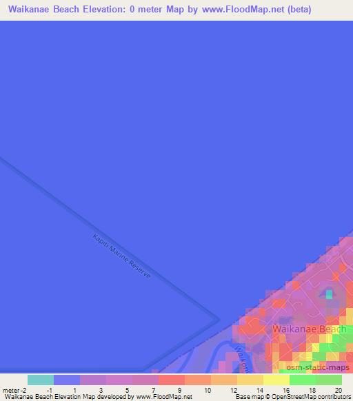 Waikanae Beach,New Zealand Elevation Map
