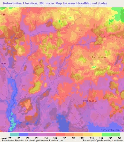 Rubezhnitsa,Belarus Elevation Map