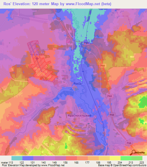 Ros',Belarus Elevation Map