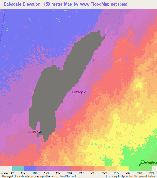 Dabagale,Somalia Elevation Map