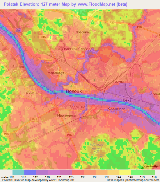 Polatsk,Belarus Elevation Map