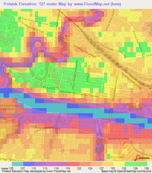 Polatsk,Belarus Elevation Map