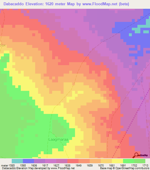 Dabacaddo,Somalia Elevation Map