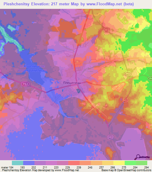 Pleshchenitsy,Belarus Elevation Map
