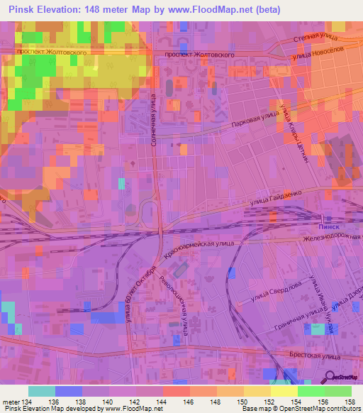 Pinsk,Belarus Elevation Map