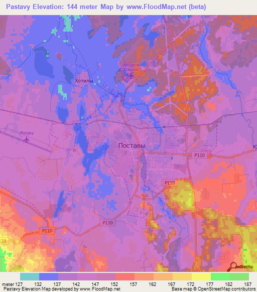 Pastavy,Belarus Elevation Map