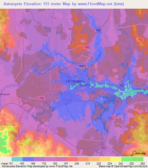 Astravyets,Belarus Elevation Map