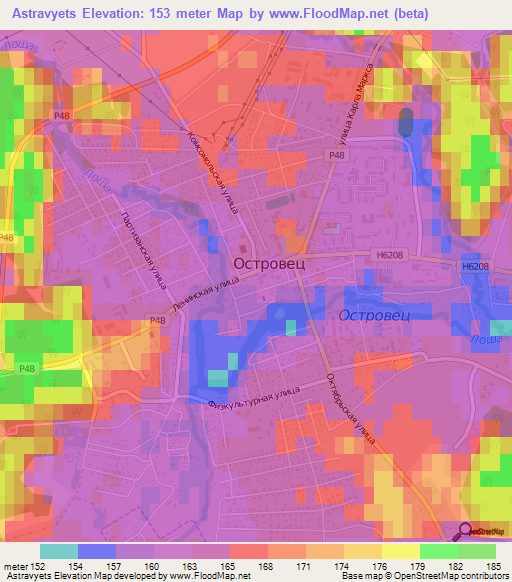 Astravyets,Belarus Elevation Map
