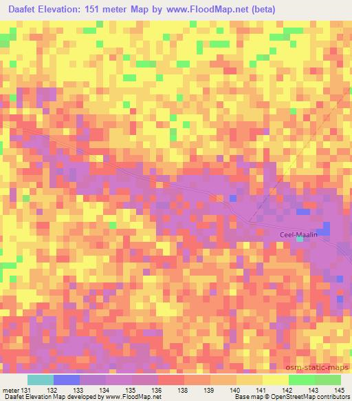 Daafet,Somalia Elevation Map