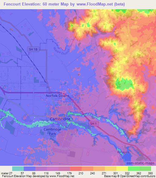 Fencourt,New Zealand Elevation Map