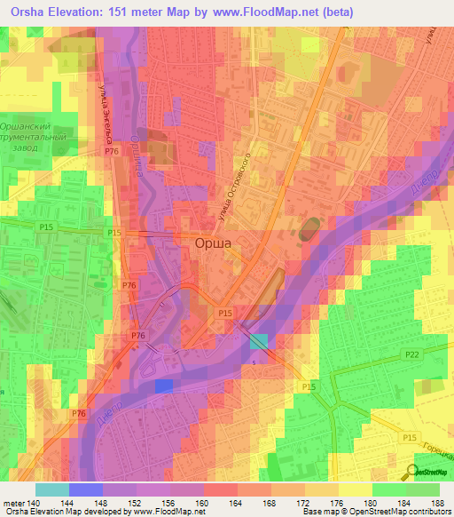 Orsha,Belarus Elevation Map