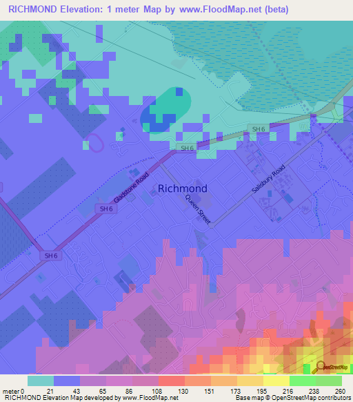 RICHMOND,New Zealand Elevation Map