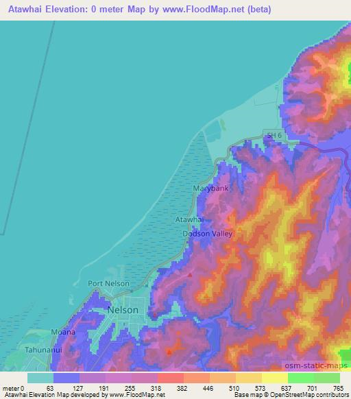 Atawhai,New Zealand Elevation Map