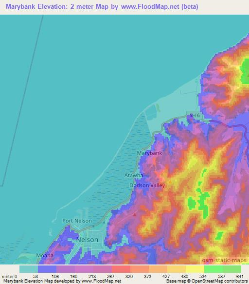 Marybank,New Zealand Elevation Map