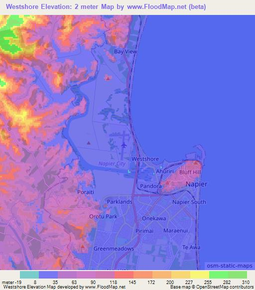 Westshore,New Zealand Elevation Map