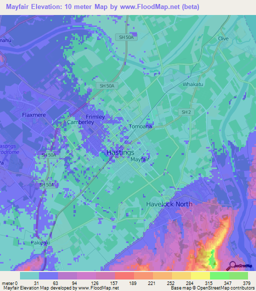 Mayfair,New Zealand Elevation Map
