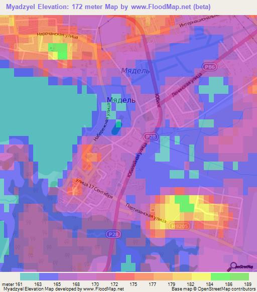 Myadzyel,Belarus Elevation Map